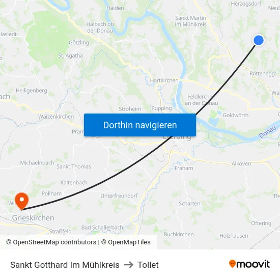 Sankt Gotthard Im Mühlkreis to Tollet map