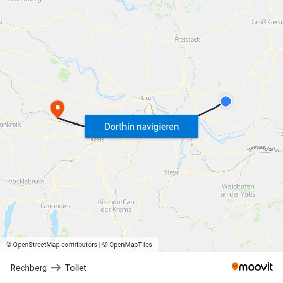 Rechberg to Tollet map