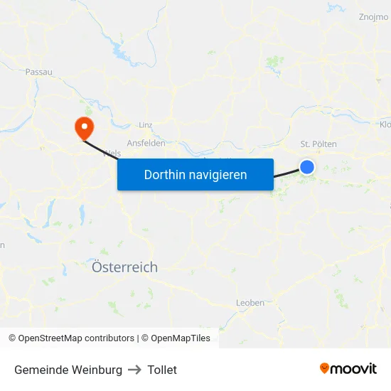Gemeinde Weinburg to Tollet map