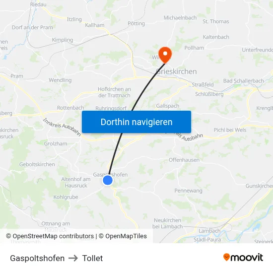 Gaspoltshofen to Tollet map