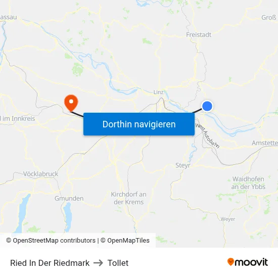 Ried In Der Riedmark to Tollet map