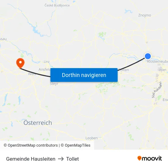 Gemeinde Hausleiten to Tollet map