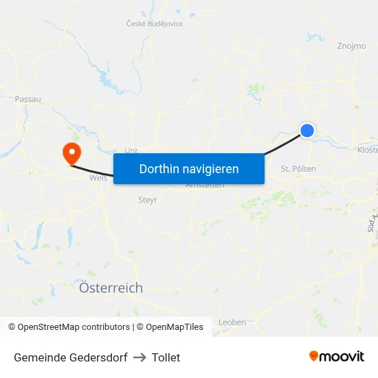 Gemeinde Gedersdorf to Tollet map