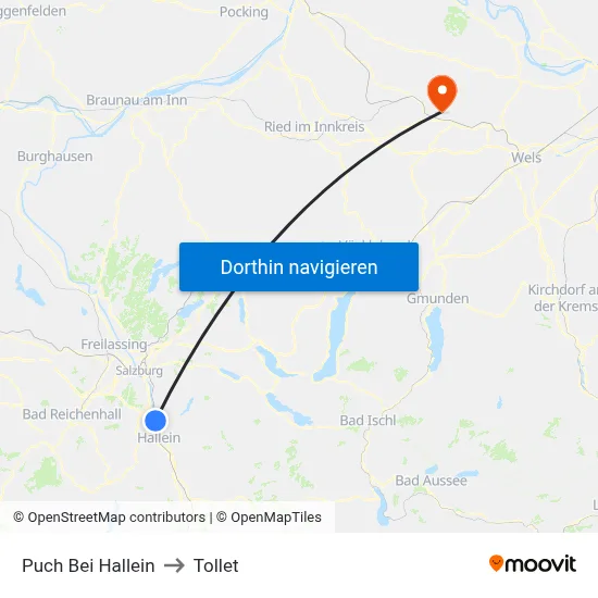 Puch Bei Hallein to Tollet map