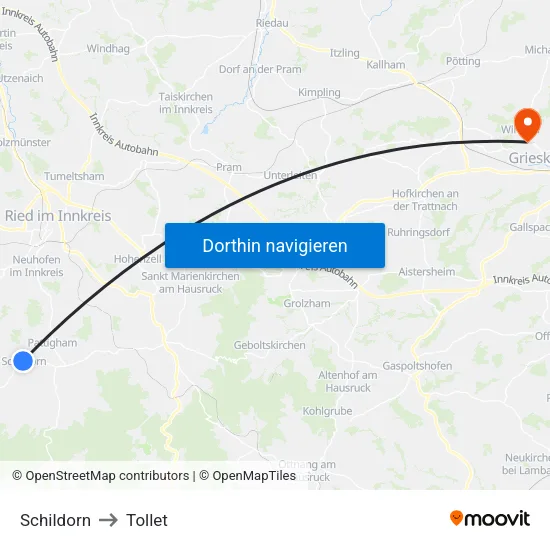 Schildorn to Tollet map