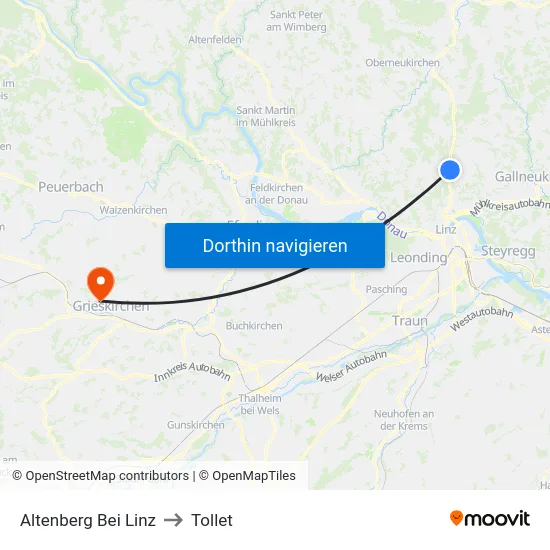 Altenberg Bei Linz to Tollet map