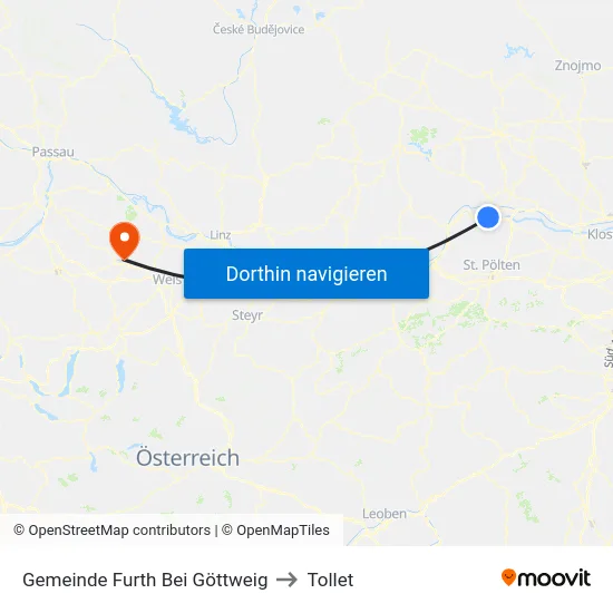 Gemeinde Furth Bei Göttweig to Tollet map