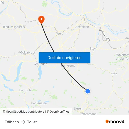 Edlbach to Tollet map