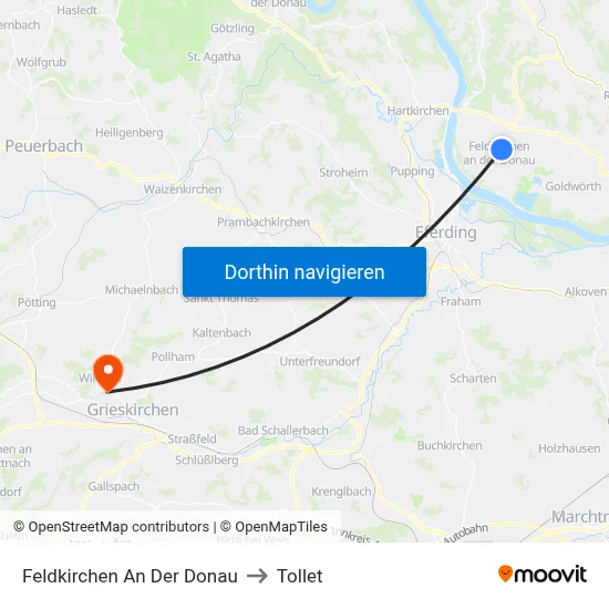 Feldkirchen An Der Donau to Tollet map