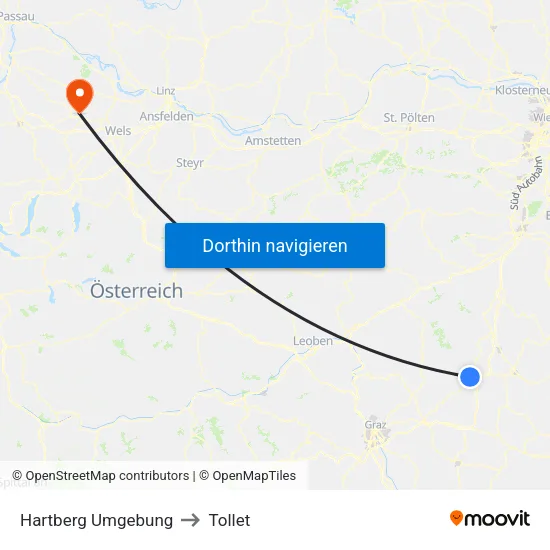 Hartberg Umgebung to Tollet map