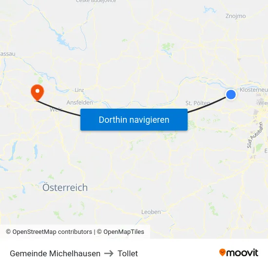 Gemeinde Michelhausen to Tollet map