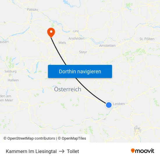 Kammern Im Liesingtal to Tollet map