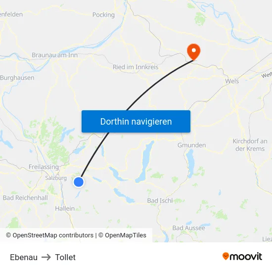 Ebenau to Tollet map
