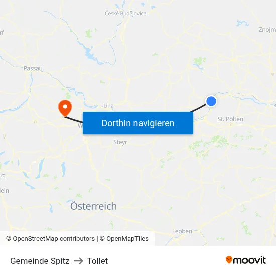 Gemeinde Spitz to Tollet map