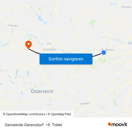 Gemeinde Gerersdorf to Tollet map