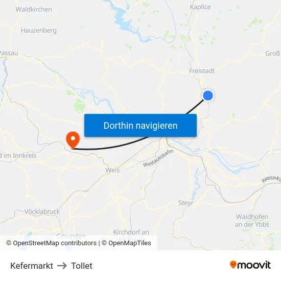 Kefermarkt to Tollet map