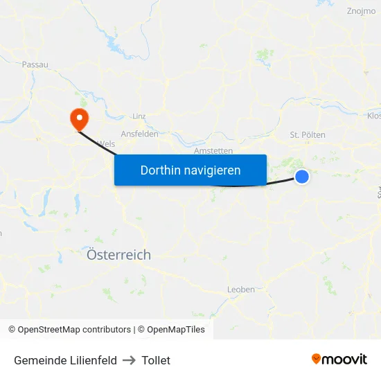 Gemeinde Lilienfeld to Tollet map