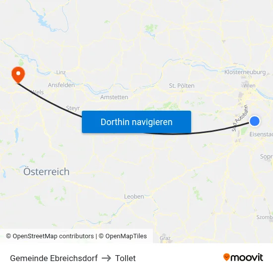 Gemeinde Ebreichsdorf to Tollet map
