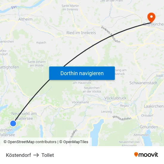 Köstendorf to Tollet map