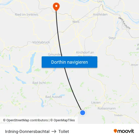 Irdning-Donnersbachtal to Tollet map