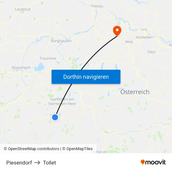 Piesendorf to Tollet map