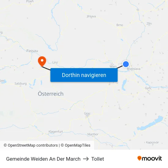 Gemeinde Weiden An Der March to Tollet map