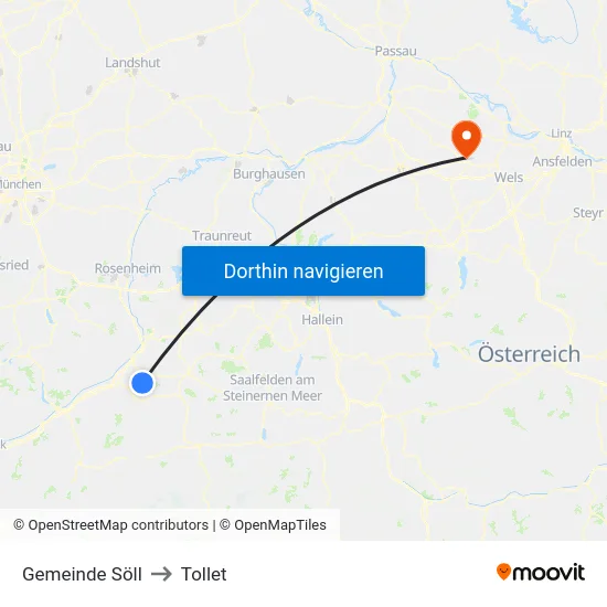 Gemeinde Söll to Tollet map