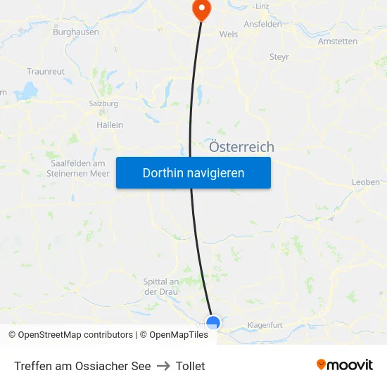 Treffen am Ossiacher See to Tollet map