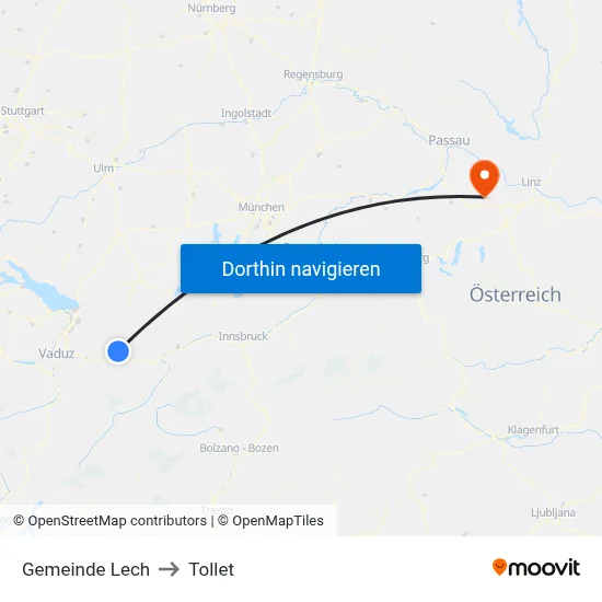 Gemeinde Lech to Tollet map