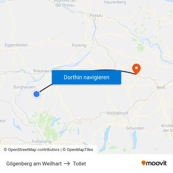 Gilgenberg am Weilhart to Tollet map