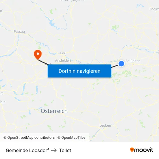 Gemeinde Loosdorf to Tollet map