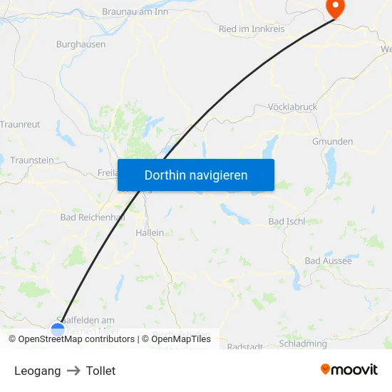 Leogang to Tollet map
