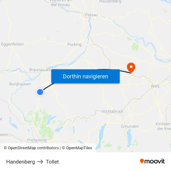 Handenberg to Tollet map