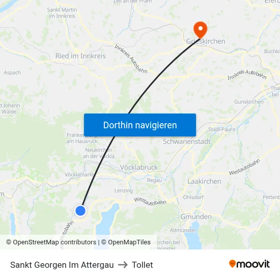 Sankt Georgen Im Attergau to Tollet map