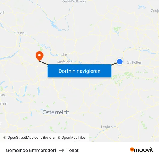 Gemeinde Emmersdorf to Tollet map