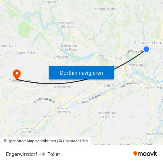 Engerwitzdorf to Tollet map