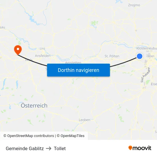 Gemeinde Gablitz to Tollet map