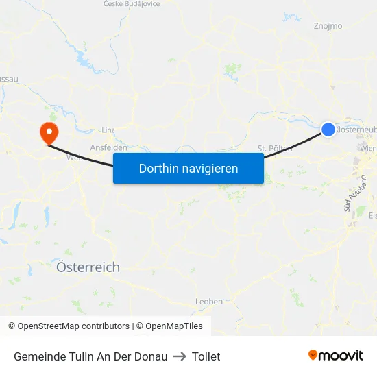 Gemeinde Tulln An Der Donau to Tollet map