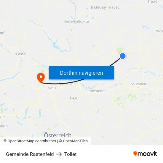 Gemeinde Rastenfeld to Tollet map