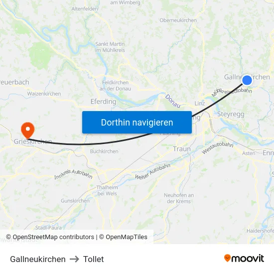 Gallneukirchen to Tollet map
