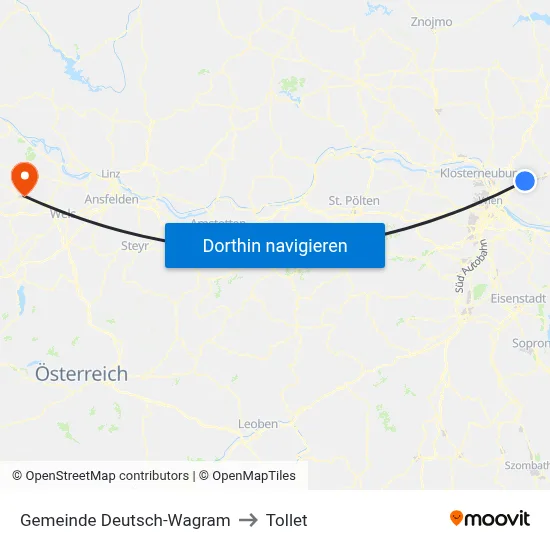 Gemeinde Deutsch-Wagram to Tollet map