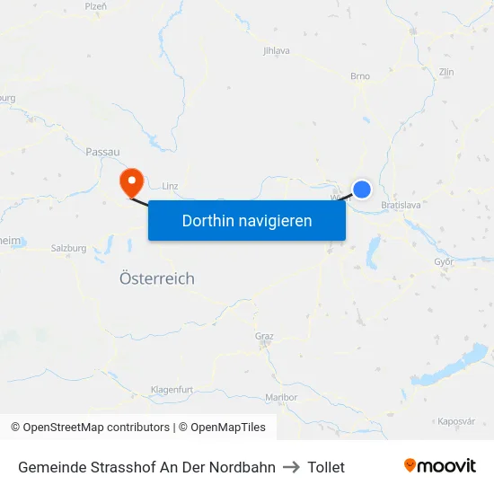 Gemeinde Strasshof An Der Nordbahn to Tollet map