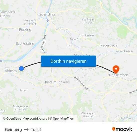 Geinberg to Tollet map