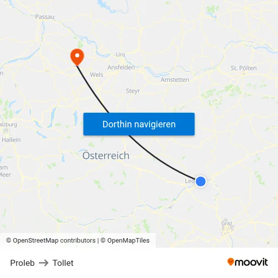 Proleb to Tollet map