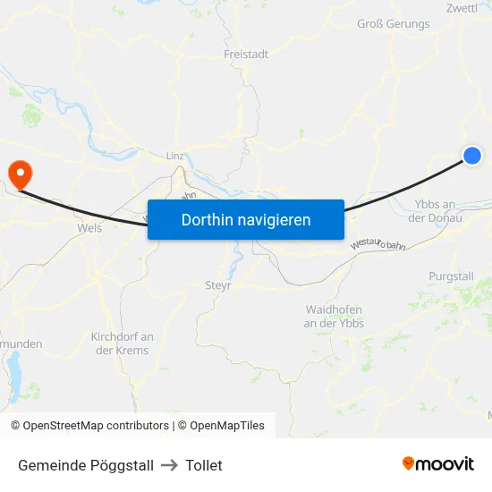 Gemeinde Pöggstall to Tollet map