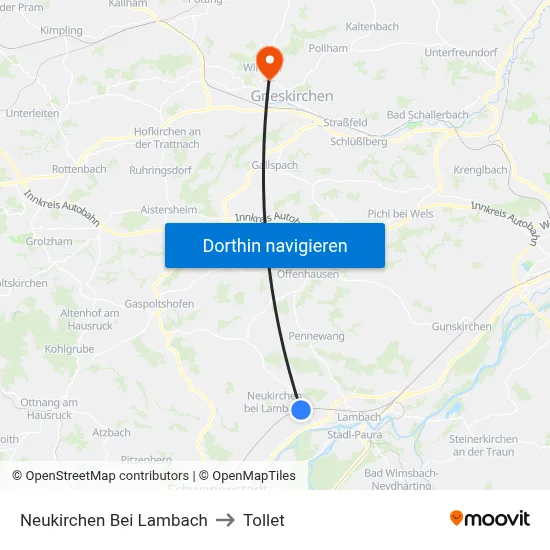 Neukirchen Bei Lambach to Tollet map