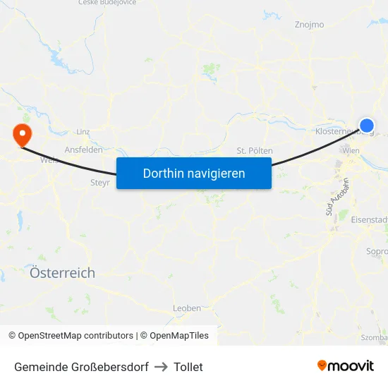 Gemeinde Großebersdorf to Tollet map