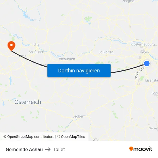 Gemeinde Achau to Tollet map