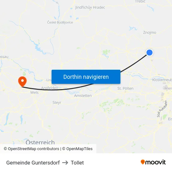 Gemeinde Guntersdorf to Tollet map