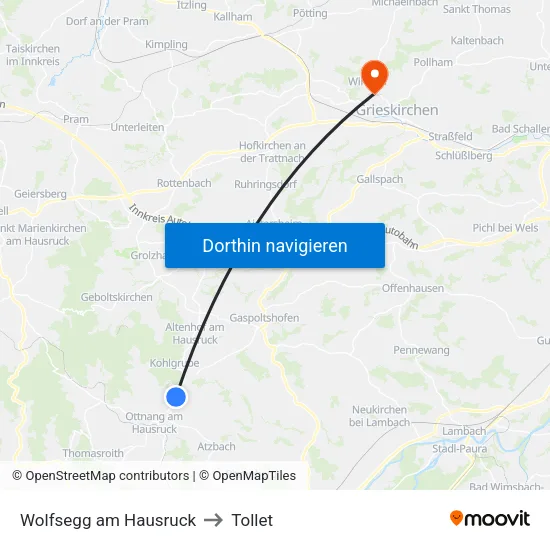 Wolfsegg am Hausruck to Tollet map